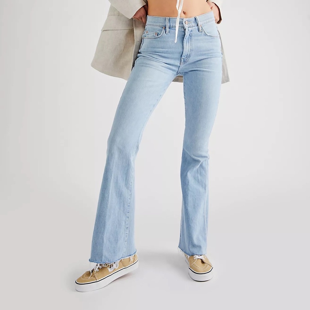 MOTHER Light Blue Flare Wide-Leg Jeans